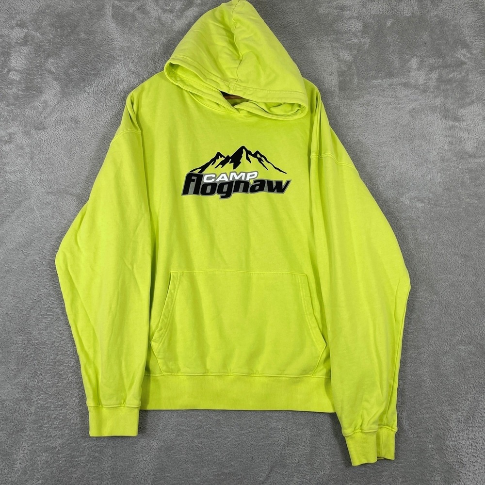 Camp Flog Gnaw 2023 Lineup Hoodie Mens Large Neon Yellow‎ Golf Wang Graphic Logo